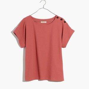 Madewell Seersucker Button-Shoulder Top